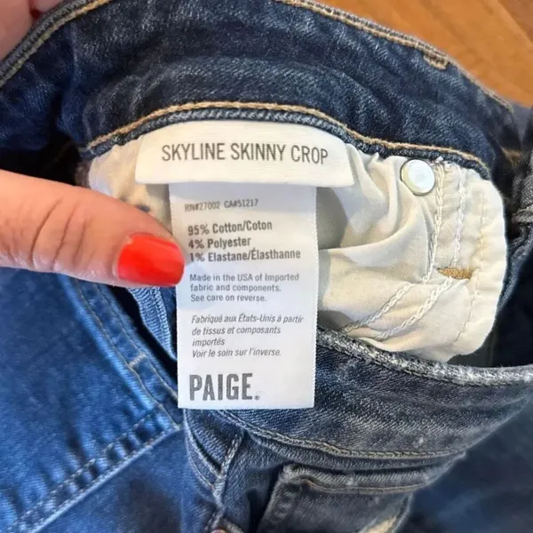 Paige skyline skinny crop mid rise dark wash 27 - Image 5