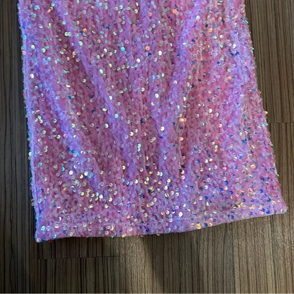 NWOT pink sequin glitter wide leg pants - Image 13