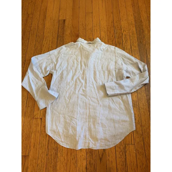 Women’s XL Blue Linen LS Button Up Lightweight Casual Shirt - Image 3
