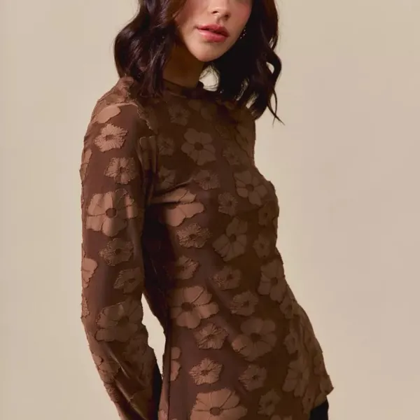 SO ME Stretched Jacquard Casual Tops‎ with Thumb Opening - Image 6