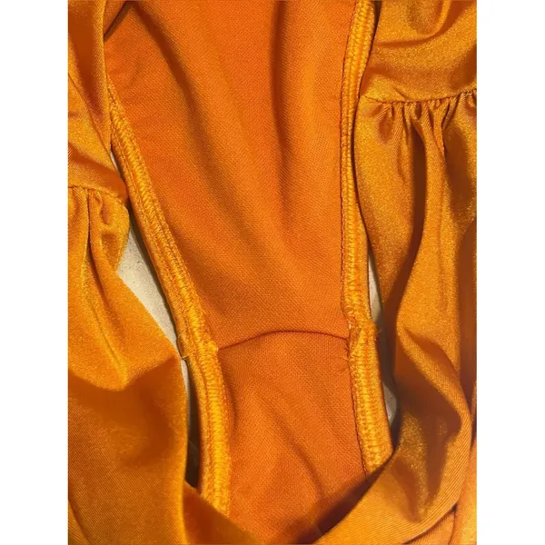 Abercrombie & Fitch Curve Love Satin Orange Ruffle Strap Bikini Set Women’s XS - Image 11