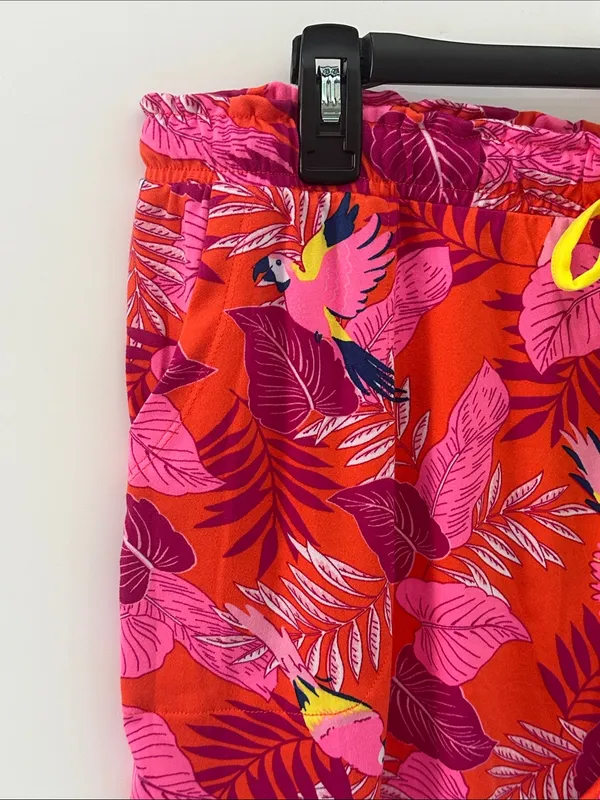 Cuddl Duds Pajama Set Cozy 2pc Tank Top Shorts NEW Pink Orange Bird Paradise L - Image 6
