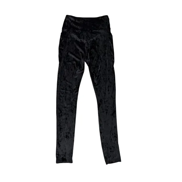 Fabletics Pants High Waist Crushed Velvet Velour Crossover Leggings Medium - Image 2