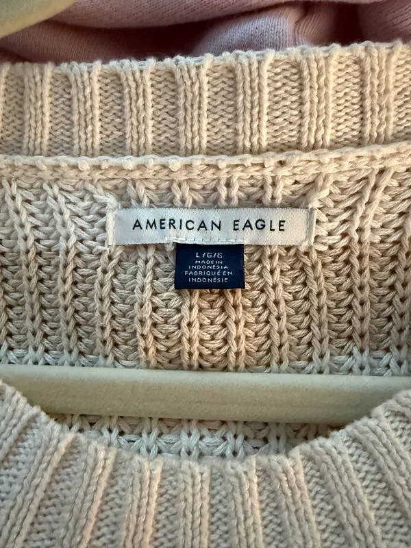 American Eagle Sweater Striped White and Cream - Image 3