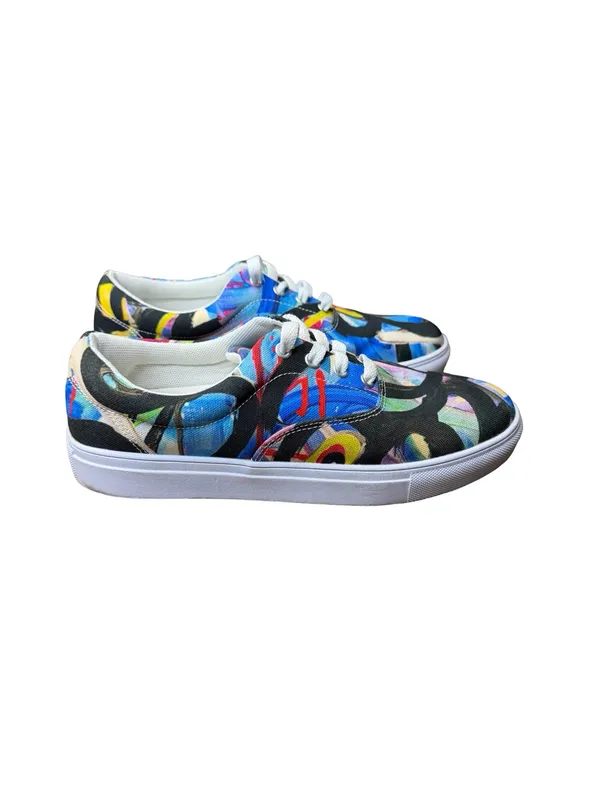✨👟 Canvas Abstract Graffiti Print Lace-Up‎ Sneakers Women’s Size 8 👟✨ - Image 3