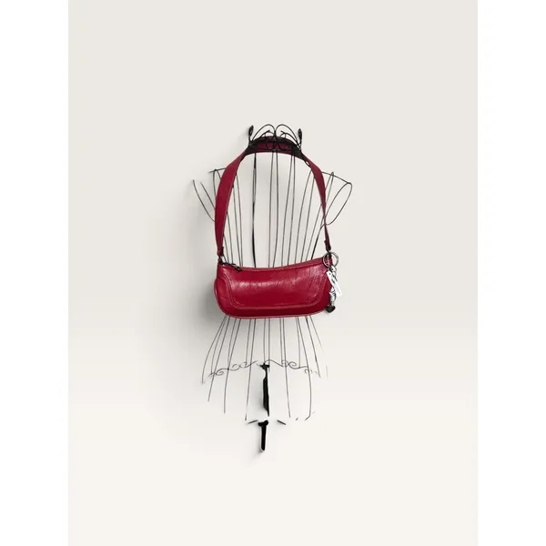 No Boundaries Carmine Red Moto Shoulder Bag Y2K Baguette Purse Heart Charm NWT - Image 6