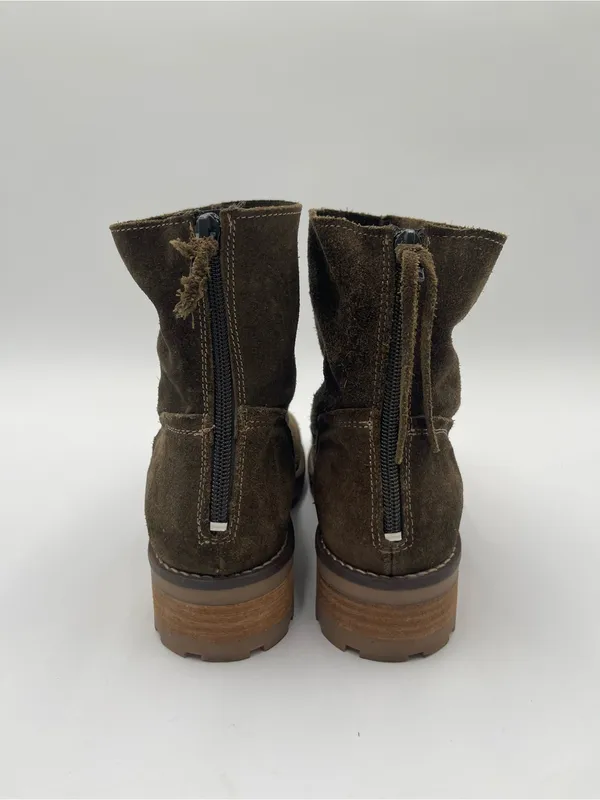 Antonio de Faria Mila Olive Green Suede Ankle Boots Western Zip Portugal Sz 7.5 - Image 3