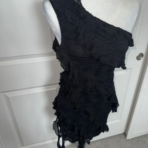 Zara Black One-Shoulder Bodycon Dress - Image 3
