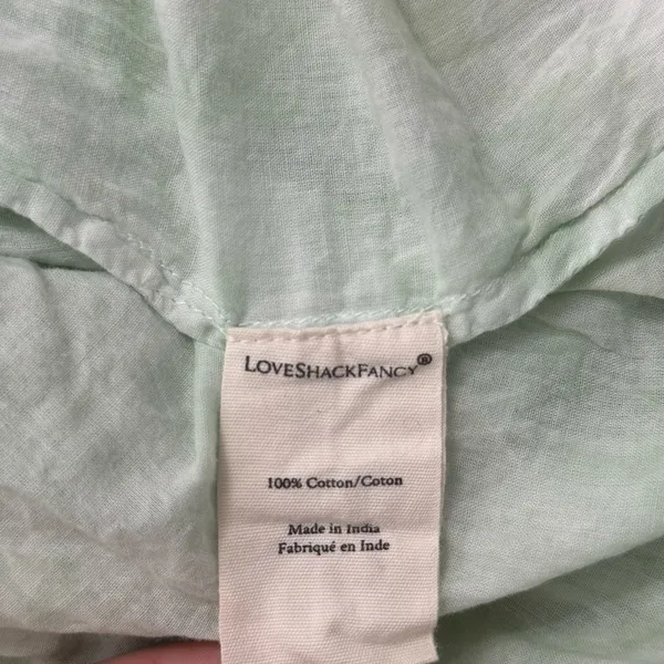 LoveShackFancy Natasha Dress in Moss Green Hand Dye Size Medium 100% Cotton - Image 9