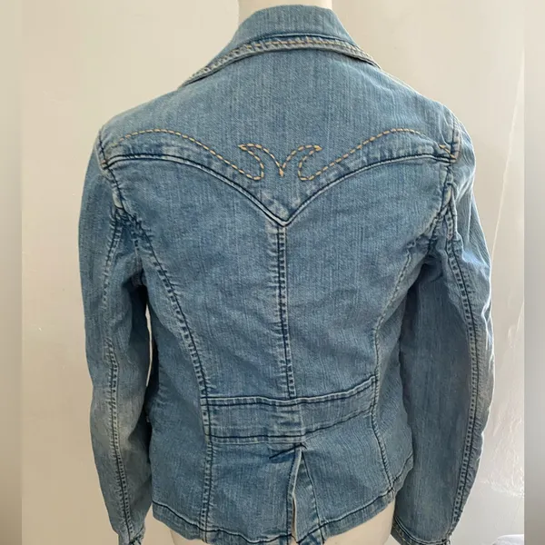 Vintage y2k boho coastal cowgirl Light Blue Jean Jacket size M - Image 4