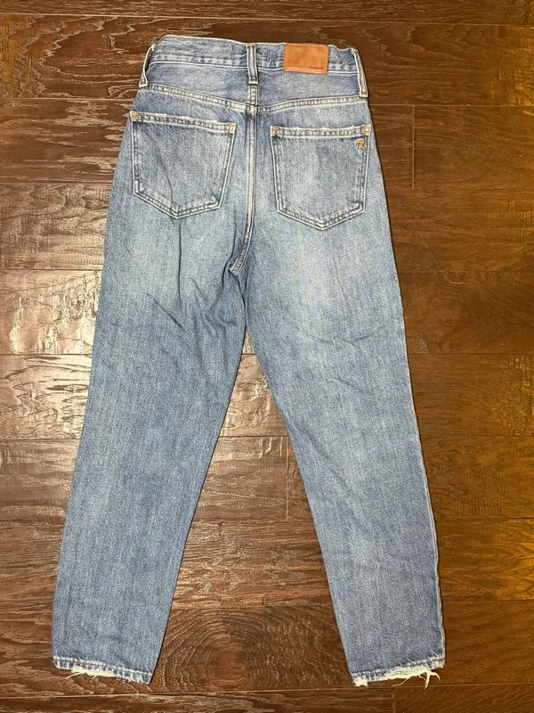 Madewell The Momjean High Rise Straight Leg Jeans Size 23 Raw Hem - Image 3