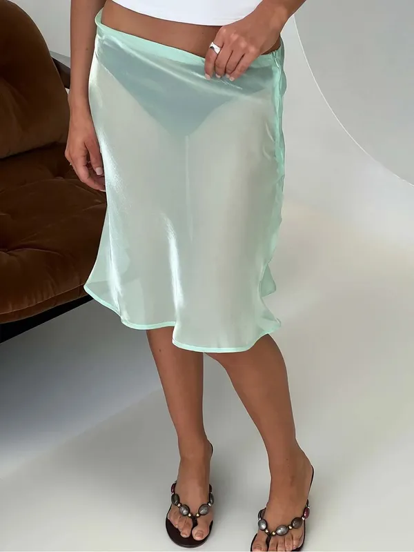 Princess Polly Sidori Sheer Midi Skirt Jelly Mint - Image 4