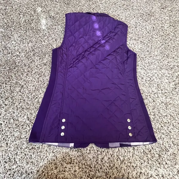 41 Hawthorn Womens Purple Quilted Vest Plaid Lined Ribbed Sides XS NWT‎ - Image 6