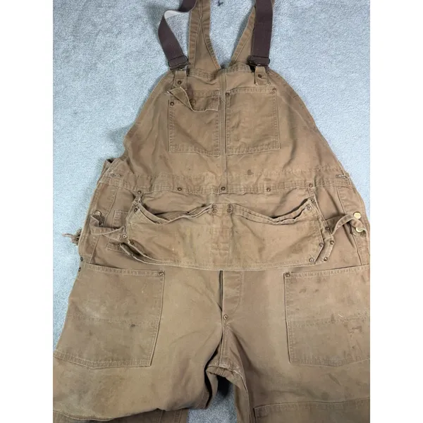 Carhartt Bib Overalls Double Knee Nail apron 2XL 46x30** Made USA Vtg Work Farm - Image 2