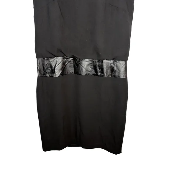Lauren Ralph Lauren Sheath Dress‎ Size 4 Black Faux Leather Trim Sleeveless Mini - Image 4