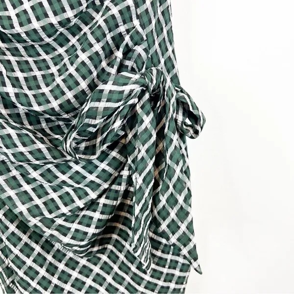 Tularosa One Shoulder Mini Dress Women's Size M‎ Green Plaid Wedding Guest - Image 6