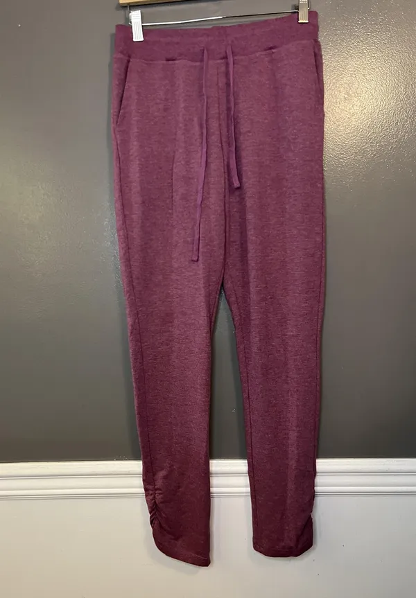 Daisy Fuentes Pants Womens Medium Purple Heather Jogger Lounge Drawstring Ruched - Image 2