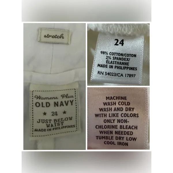 Old Navy Flare Pants 24 Plus Stretch Cotton Mid Rise Wide Leg Cream Casual - Image 8