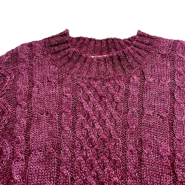 Paris Sport Club Mohair Cable knit Sweater Berry Cottagecore SZ M 90’s Y2K - Image 8