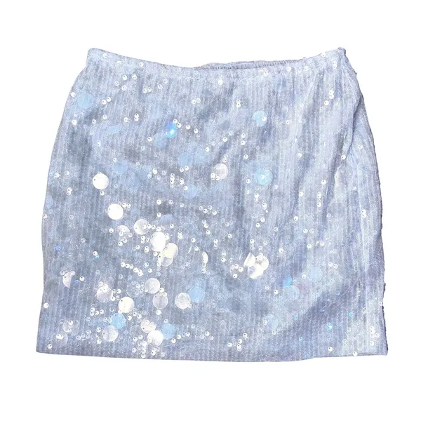 NWOT Womens Sequin Skort Crystal Breeze Blue Sparkly Bodycon Mini Skirt XS - Image 6
