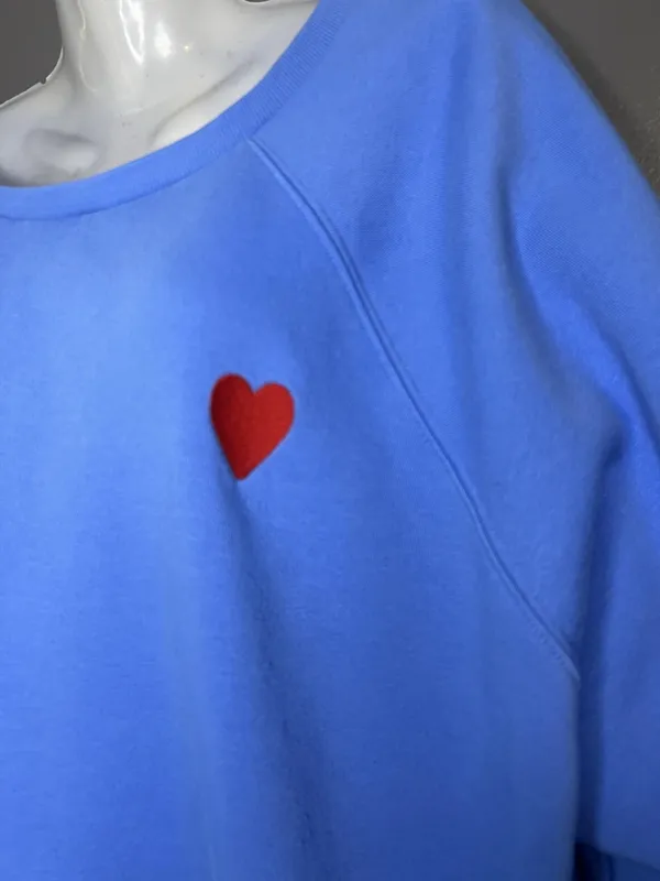 Ava & Viv Sweatshirt Womens 3X Blue Heart Embroidered Fleece Raglan Pullover - Image 5