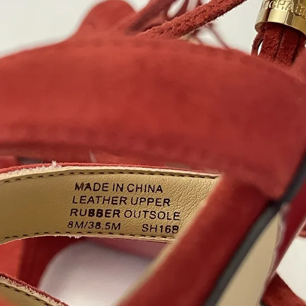 Michael Kors Mirabel Red Suede Lace Up Heel Sandal Womens 8M Strappy‎ Event - Image 10
