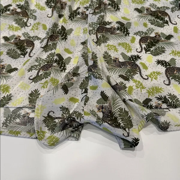 Lands End Matte Satin Pajama Set 2pc White Leopard 3X Long Sleeve Top Shorts - Image 4