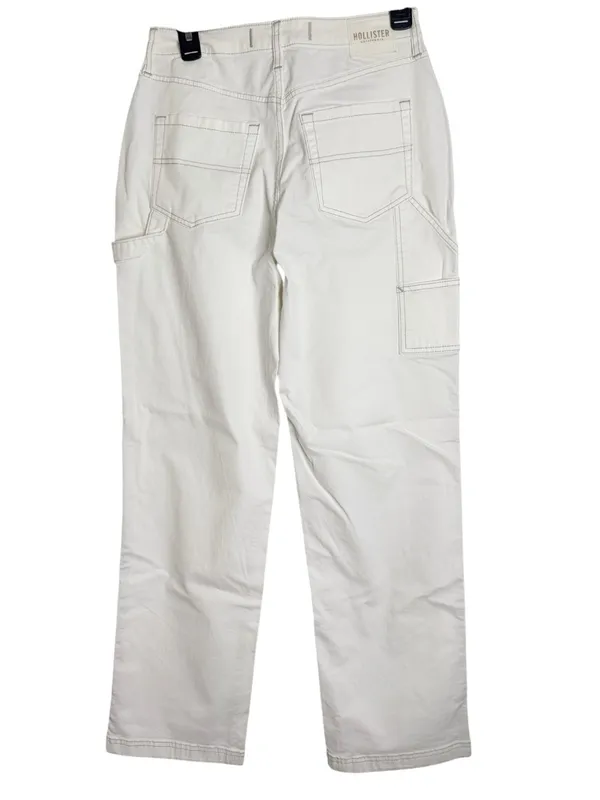 Hollister Ultra High-Rise Dad Pant White Utility Chino Pants Contrast Stitch 27 - Image 2