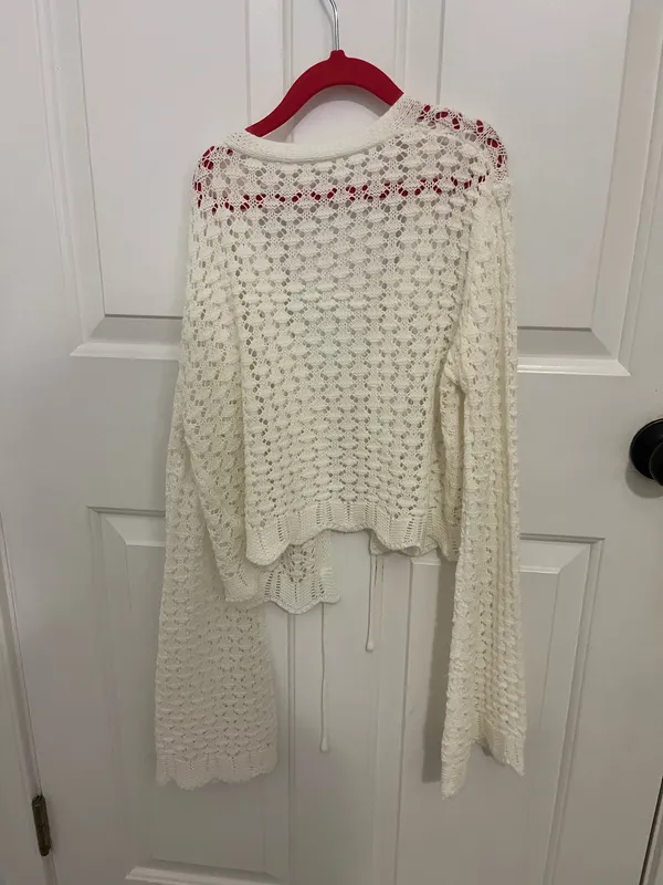 knitted tie sleeve sweater top White Size XS - Image 2