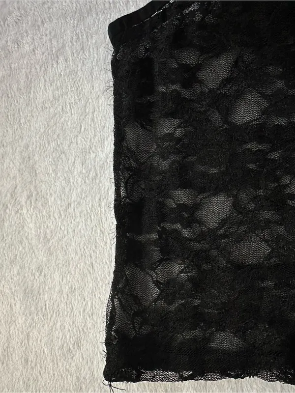 Edikted Gianna Sheer Lace Tank Top Black Size Small Floral Spaghetti Strap - Image 13