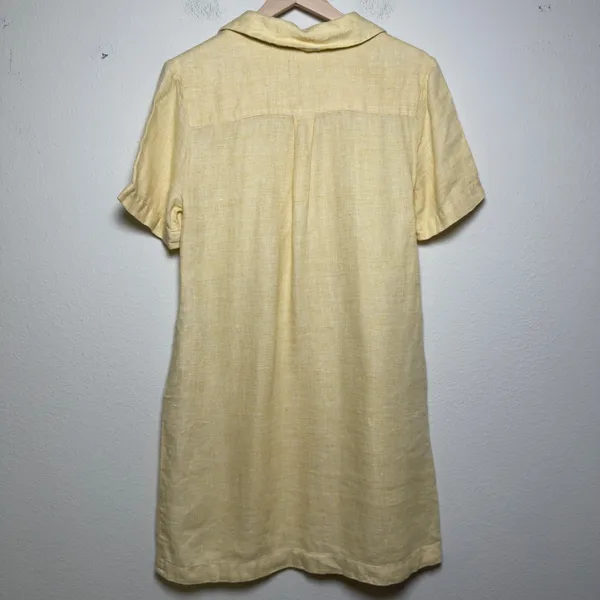 Faherty Womens 100% Linen Hanna‎ Dress Small Yellow Short Sleeve Button Front - Image 7