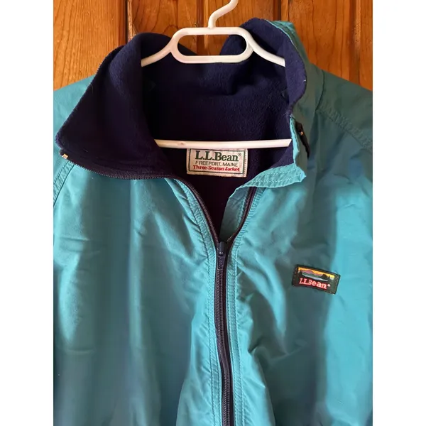 Vintage L.L. Bean Teal Bomber Jacket – Retro 90s Windbreaker‎ Zip Up Outerwear - Image 3