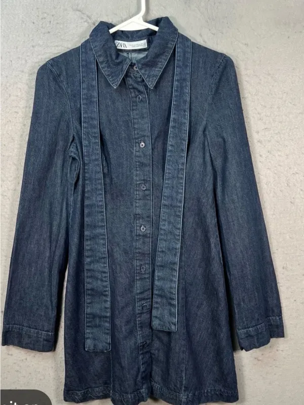NWT Zara Indigo Denim Longline Dress - Image 2