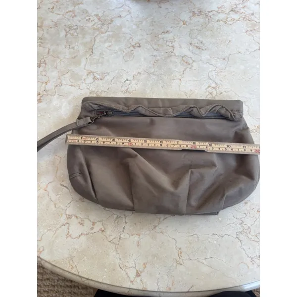 Gap Wristlet Clutch Bag 9.5"x7.5" Brown Canvas With Zipper & Inner Pocket - Image 5