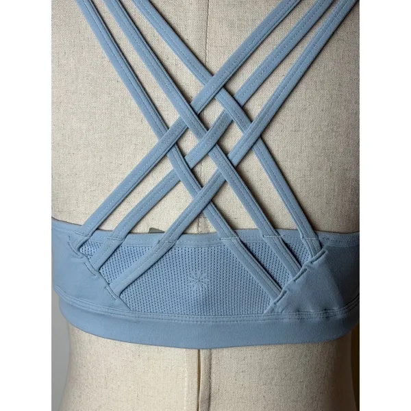 Athleta Sports Bra Women Small Blue Strappy Lattice Back Yoga Running Athleisure - Image 8