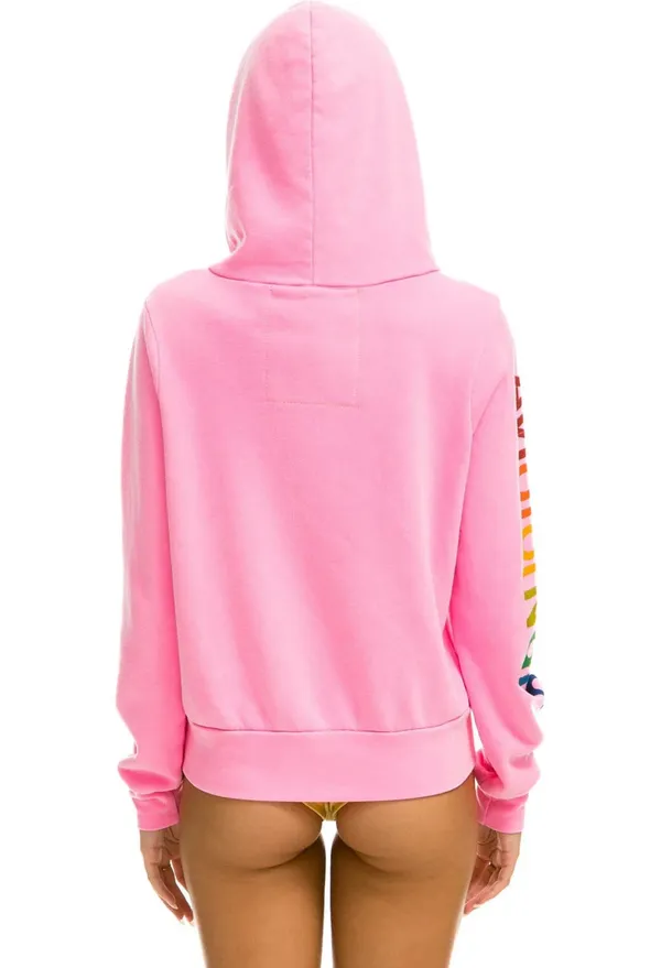Aviator Nation Full Zip Hoodie Unisex Neon Pink Long Sleeve Pockets Logo Print L - Image 2