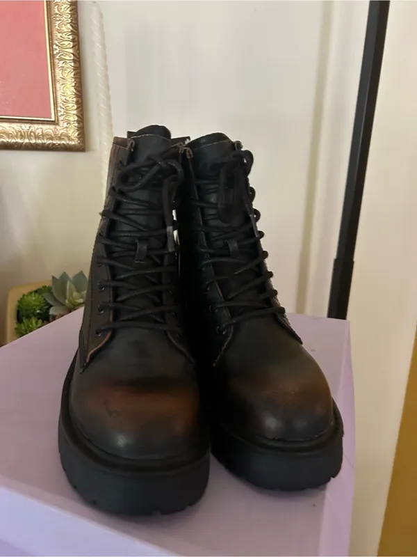 Madden‎ Girl Carra Boots Lace Up Combat Lug Sole Brown Rub Grunge NEW Size 5.5 - Image 3