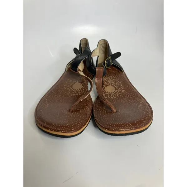 Bogs Memphis Thong Sandals Womens 9 Black Brown Excellent Leather T-Strap Flat‎ - Image 3