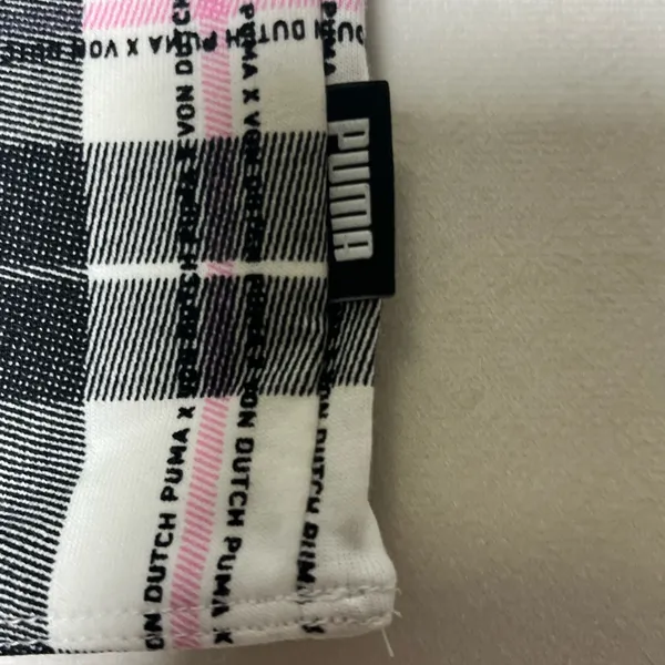 Von Dutch x Puma Women’s Plaid Bandeau Tube Top Large Y2K Black Pink Streetwear - Image 4