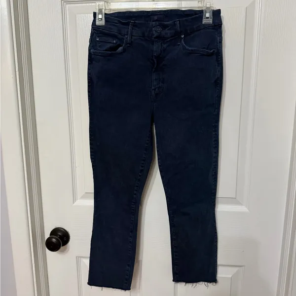 Mother Denim Midnight Blue Wash High Waisted Looker Ankle‎ Fray Jeans - Image 2