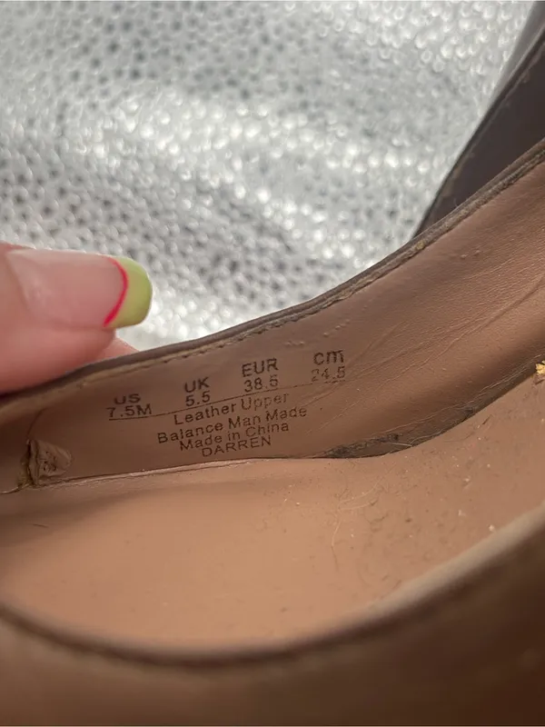Franco Sarto Darren Leather Pumps Nude Tan Taupe Heeled Shoes Size 7.5 - Image 3