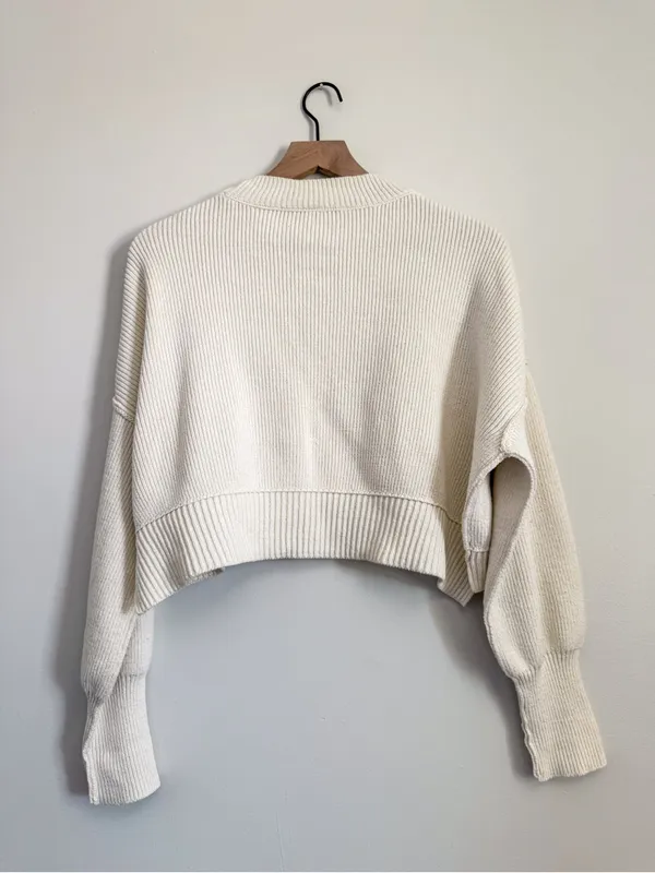 Free People Cream Easy Street Cropped Pullover XS - Image 9