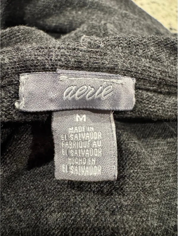 Aerie Medium Charcoal Gray Hooded Poncho Sweater - Image 5