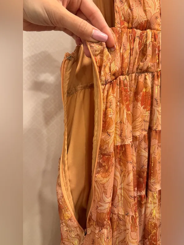 Let Me Be Floral Jacquard Tiered Maxi Dress in Rust-Pink - Image 11