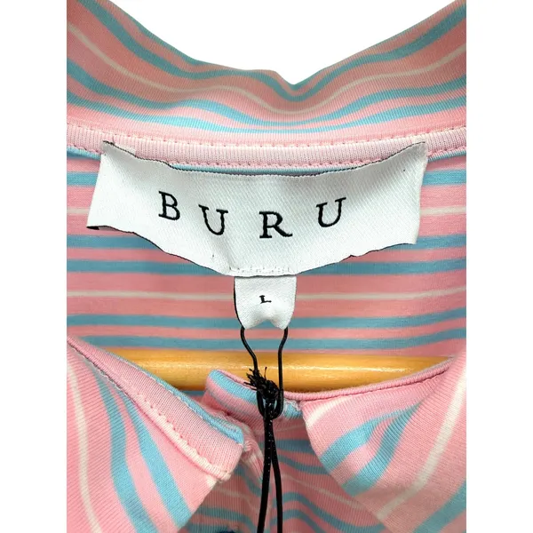 BURU Pastel Striped Puff Sleeve T-Shirt Dress L NWT Preppy Grandmillennial Polo - Image 4