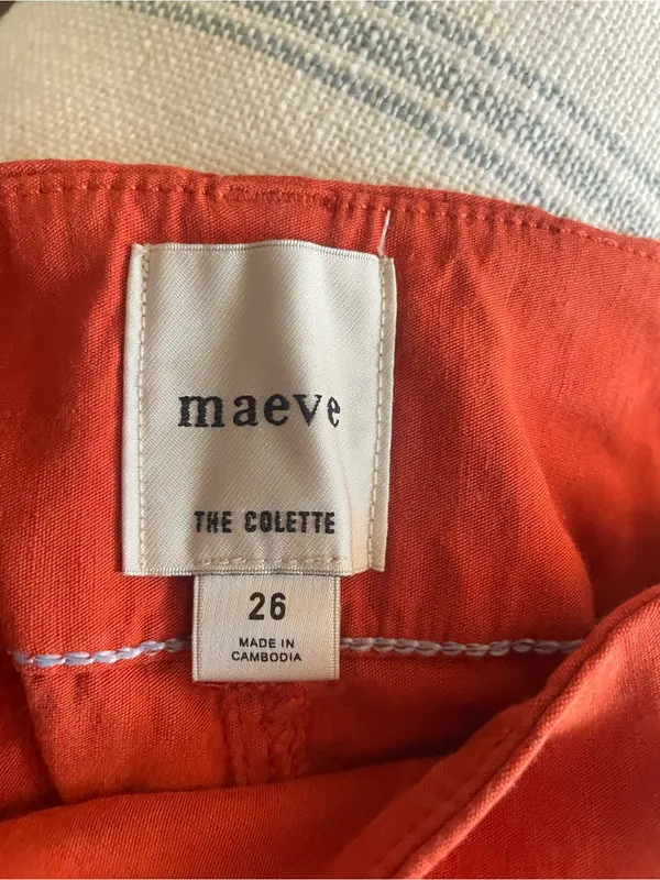 Anthropologie Maeve The Colette Wide Leg Pants Orange Magic Fabric Crop Size 26 - Image 4