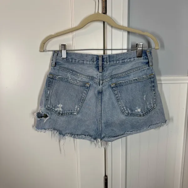 AGOLDE Parker Distressed‎ Denim Cut Off Shorts Light Wash Blue size 26 - Image 3