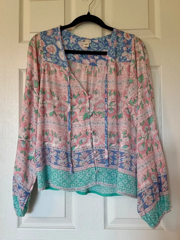 BILLABONG Bohemian Dream Long Sleeve Beach Blouse Top Cover up- NWT Size L/12 - Image 5