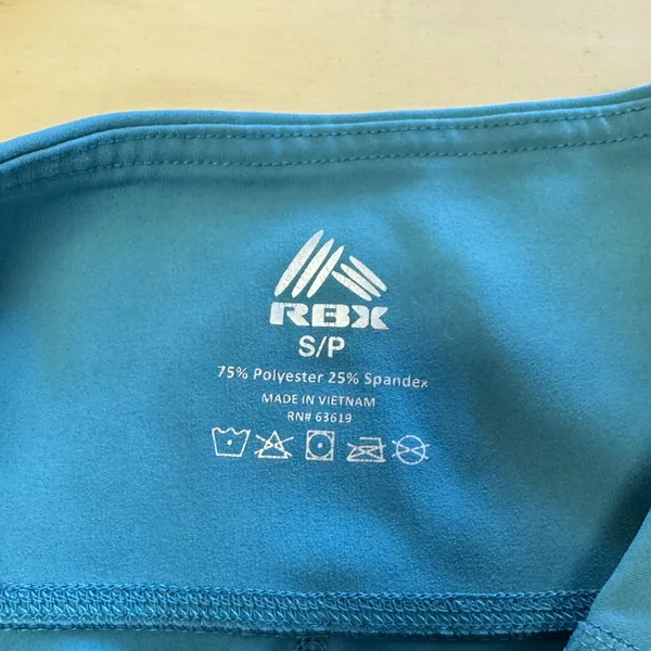 RBX Teal Blue High Waisted Activewear 7/8 Cropped Leggings with Pockets Small - Image 8