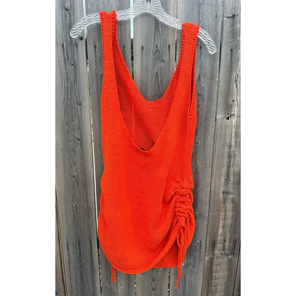 SNDYS Byron Women's Burnt Orange Crochet Scoop Back Mini Dress Sz Small - Image 7